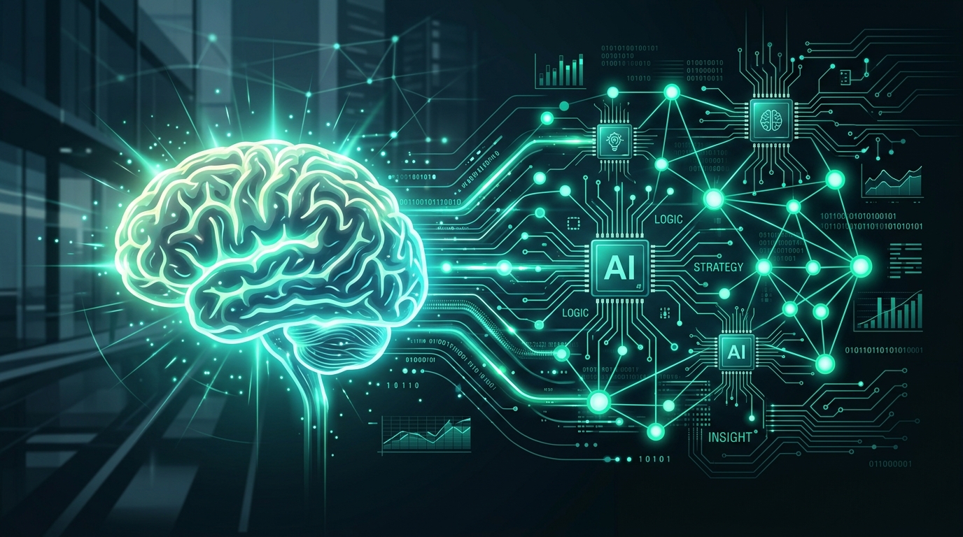 Illustration représentant l'intelligence artificielle et la prise de décision stratégique en entreprise
